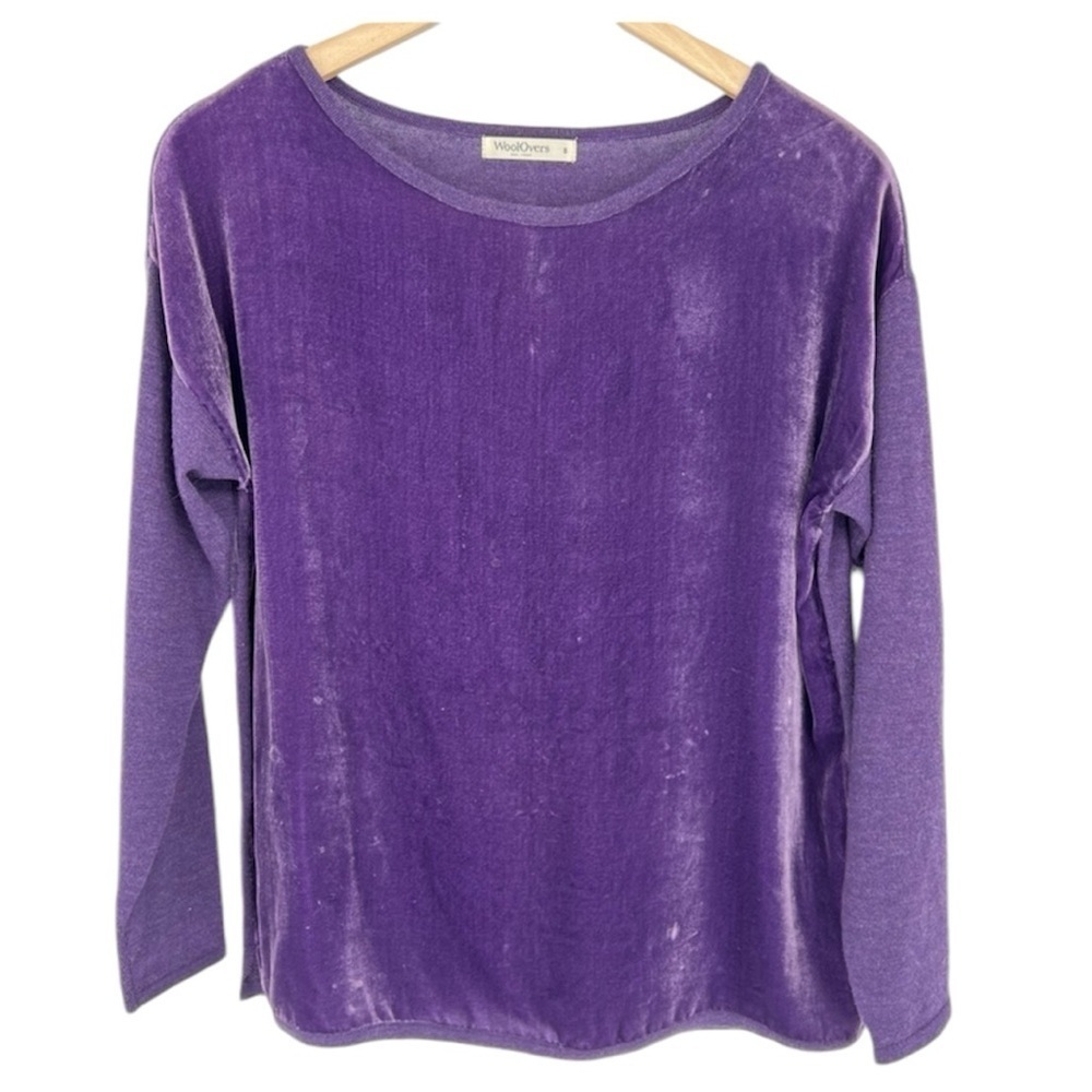 WoolOvers Silk Wool Blend Purple Soft Sweater Blouse‎